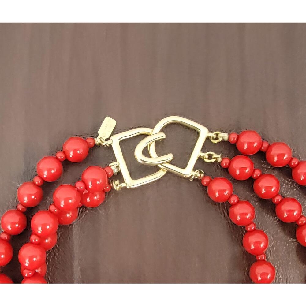 Vintage Kenneth Jay Lane Coral Cluster Necklace 3… - image 4